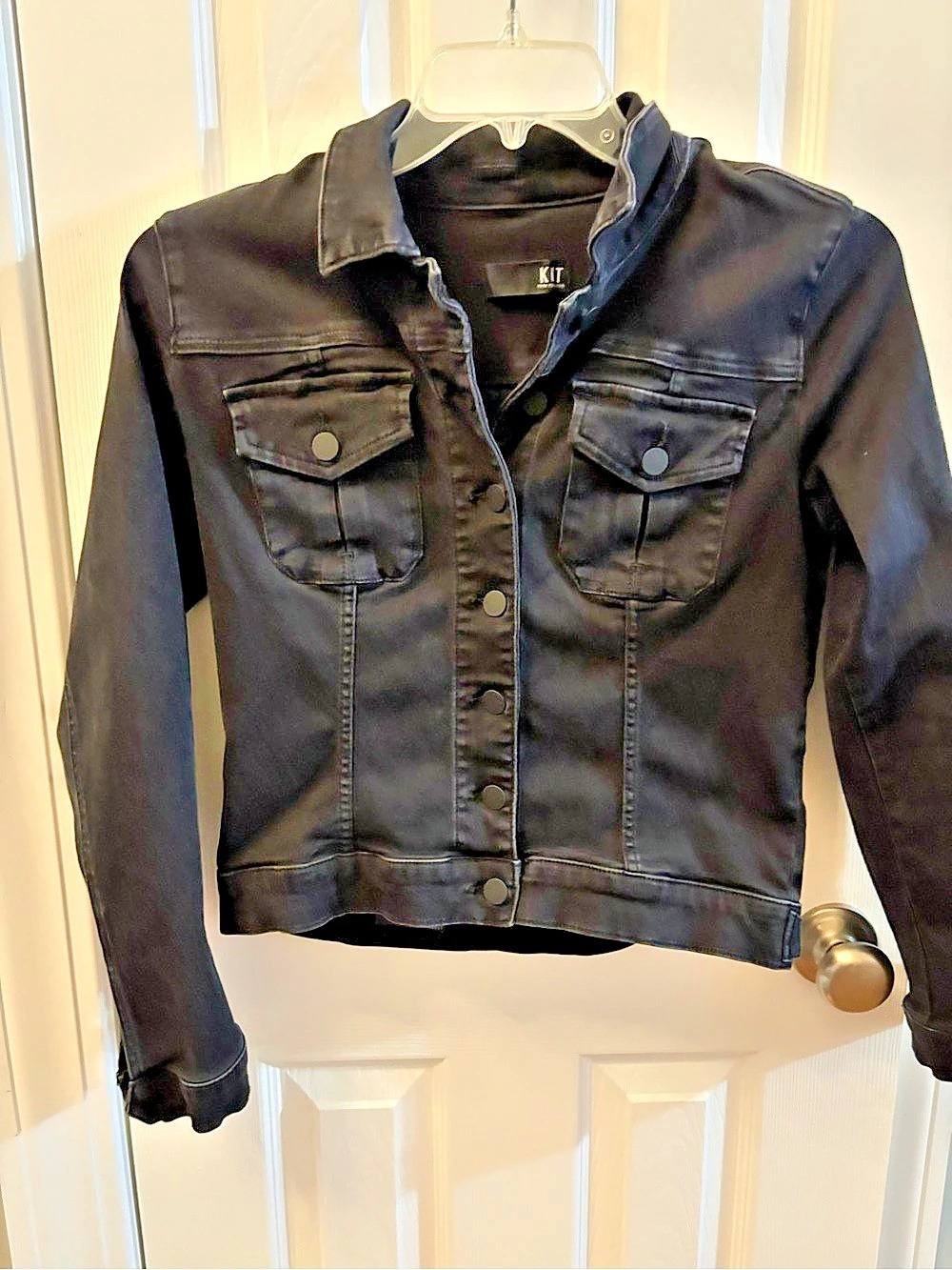 Kut from the Kloth Amelia Denim Jacket Black Size Medium